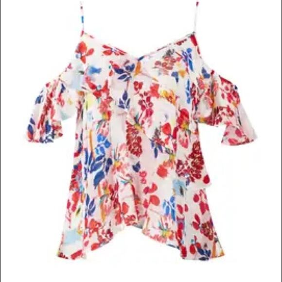 Tanya Taylor Floral Cold Shoulder Tank Size 4 - Picture 1 of 8